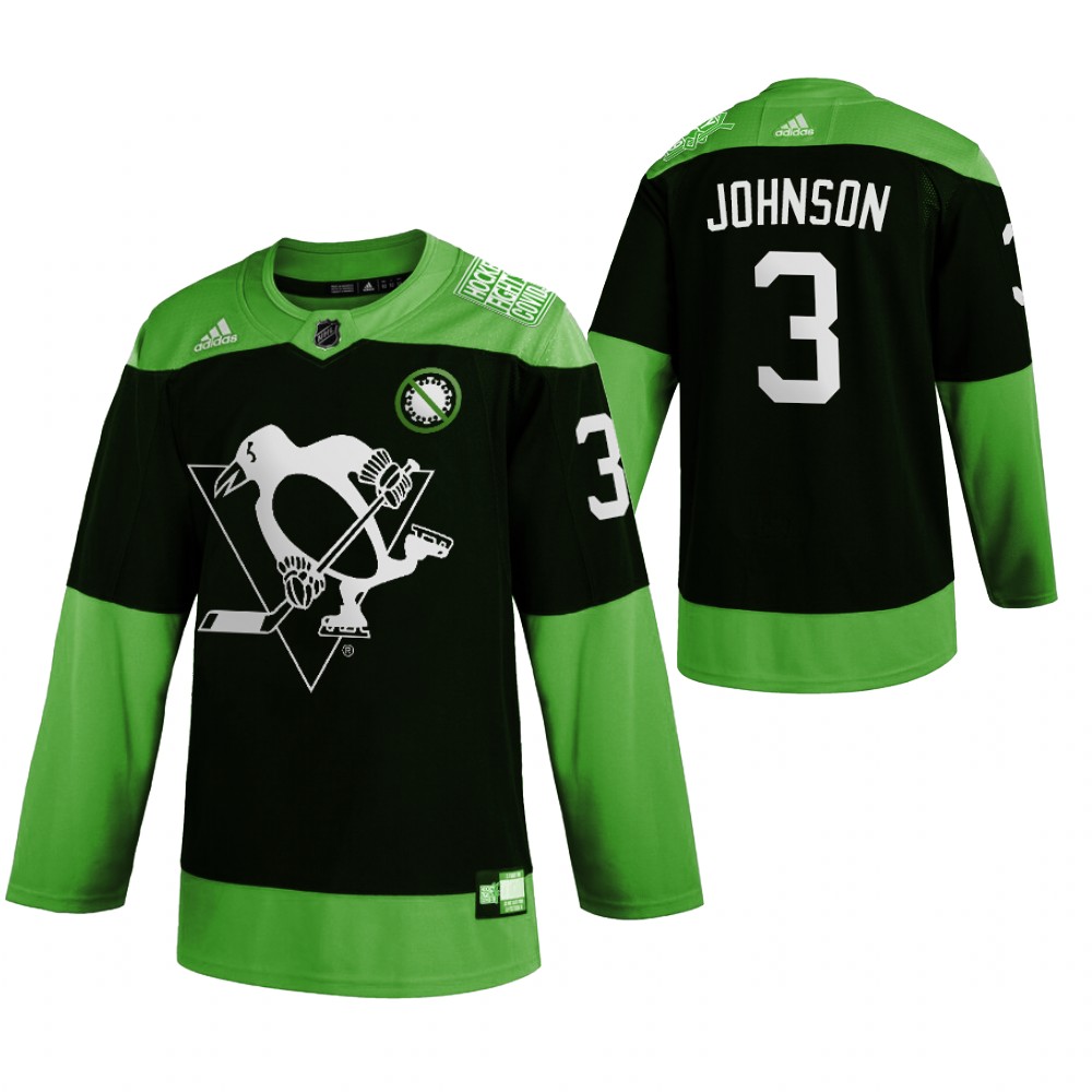 Pittsburgh Penguins 3 Jack Johnson Men Adidas Green Hockey Fight nCoV Limited NHL Jersey